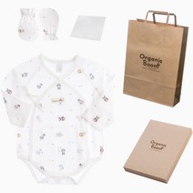오가닉붐 유아용 토끼띠 여름용 배냇슈트   손싸개   손수건   쇼핑백   상자 세트