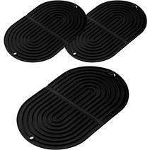 모나코올리브 일립스 실리콘 물빠짐 식기건조 매트 3p, 블랙