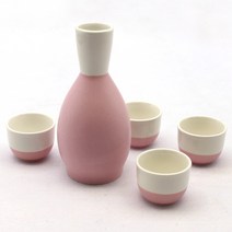 달소금 도자기 투톤 항아리 도쿠리 + 잔 세트 핑크, 1세트, 술병 + 술잔 4p