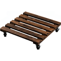 요롬코롬 원목 사각 이동식 화분 받침대, 다크브라운