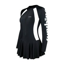 지아이니 여성용 시크 캡내장 원피스 래쉬가드, 블랙