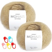 니뜨 허니 모헤어 실 25g x 2p + 단수링 5p 세트, 18 베이지(실), 랜덤발송(단수링), 1세트