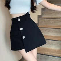 비비에모 플라워 빅버튼 언발란스 미니 스커트 02994