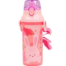 릴팡 아동용 앵커 원터치 어깨끈 물통, 스노우래빗, 480ml