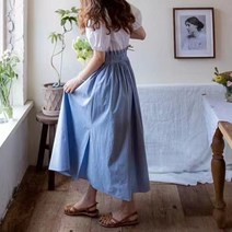 페이퍼먼츠 로맨틱 배색 투톤 퍼프 소매 플레어 원피스 05553