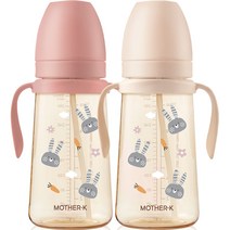 마더케이 베이직 PPSU 토끼 일자형 빨대컵 2종 세트 300ml, 블라썸,크림, 1세트