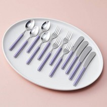 모던하우스 WOW 솔리드 디저트 커트러리 3종 x 4p 세트, 퍼플, 숟가락 4p + 포크 4p + 나이프 4p