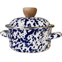 하코야 인덕션 마블 법랑 양수 냄비, 14cm, 네이비블루