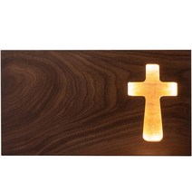 웃는나무 원목 LED 가로형 십자가 무드등 CR2514, 월넛