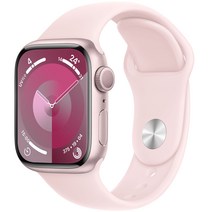 Apple 애플워치 9 GPS, 41mm, 핑크 / 라이트 핑크 스포츠 밴드, S/M