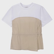 마인드브릿지 여성용 우븐 배색 스트링 티셔츠 MXTS3209