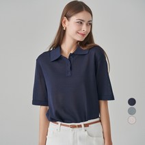 아피나르 버튼카라 베이직 반팔 니트