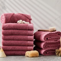 소프트터치 헤링본 보더 호텔수건 190g 40수 코마사, 진분홍, 10개