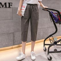 레몬소울 여성용 코튼 밴딩 7부 배기팬츠