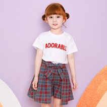 마리앤모리 여아용 어도라블 체크팬츠 상하복 세트