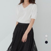 아피나르 브이넥 반팔 데일리 니트