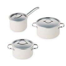 에델코첸 통3중 클래식 냄비 세트 3개 인덕션 IH, 아이보리, 편수 지름 16cm + 양수 지름 20cm + 곰솥 지름 24cm