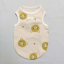 도기스타 강아지옷 곰돌이 실내복 나시 티셔츠, 베이지