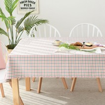찬미디자인 미니체크식탁보 직사각2인용, 인핑블루