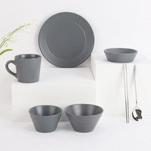 블룸엣홈 스트리샤 식기세트 6p, 딤그레이, 공기 + 대접 + 머그컵 + 찬기 중 + 접시 대  + 수저