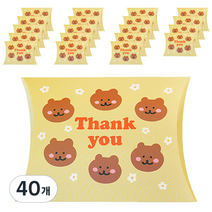 반달 땡큐 선물 포장상자 소, 곰돌이, 40개
