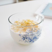 마쯔오카 쯔비벨무스터 글라스 씨리얼 손잡이 볼, 블루, 1개