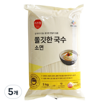 이츠웰 쫄깃한 국수 소면, 3kg, 5개