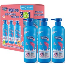 포멀비 키즈 3in1 유아 올인원 샴푸+컨디셔너+바디워시 500ml 3개입 세트 복숭아향, 1팩, 1500ml