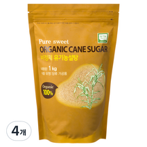자연미가 비정제 유기농 갈색설탕, 1kg, 4개