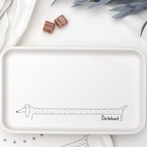 비스비바 닥스훈트 멜라민 쟁반, 크림화이트