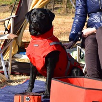 퍼피아 방수 배색 강아지 점퍼, 레드