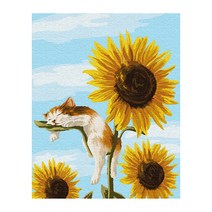 플레이어바웃 DIY 명화 그리기 세트 40 x 50 cm, 고양이와 해바라기