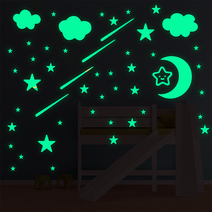 바코젤 달 구름 별 야광 스티커 2종 세트, 형광