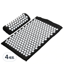 지압매트 + 베개 세트, 블랙, 4세트