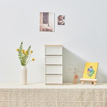 씨밀렉스 래폴드 모듈서랍장 200 슬림 4단 S, 카밍네이처 아이보리, 1개