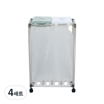 리빙해피 클링 분리수거함 2P, 피스타치오 + 화이트, 4세트
