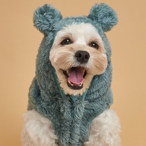 도그아이 반려동물 곰 후드 베스트, 딥그린