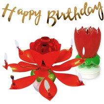 쁘띠마인 연꽃 생일초 + 생일 가랜드 세트, 레드(생일초2p), 랜덤발송(가랜드), 1세트