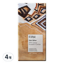 비바니 유기농 슈페리어 다크 초콜릿, 100g, 4개