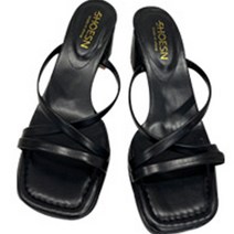 슈즈앤 여성용 스트랩 뮬 통굽 힐 SN053