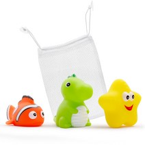 예꼬맘 LED 목욕 물놀이 장난감 프렌즈 3종   그물망 B세트, 니모(오렌지), 공룡(그린), 별가사리(옐로우)