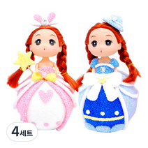 스위트슬라임 폼폼 클레이 공주인형 만들기 2종 세트, 4세트, 혼합색상