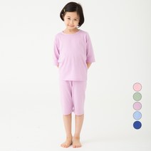 롤리트리 아동용 순면 7부 솔리드 내의 상하의 세트 V2