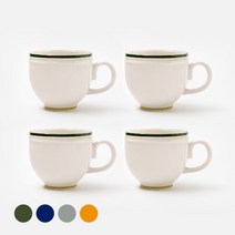 쓰임 레트로 라인 머그, 딥그린, 4개