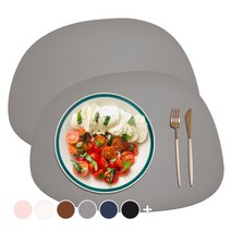 소이믹스 블링 조약돌 방수 가죽 테이블 매트 2p, 다크그레이, 42 x 32cm
