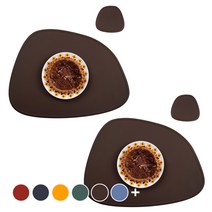인콕 실리콘 테이블매트 2p + 티코스터 2p 세트, 초코브라운, 가로 425mm x 세로 320mm x 두께 2mm