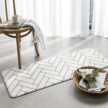 데코뷰 모던 헤링본 양면쿠션 주방매트, 차콜 + 백아이보리