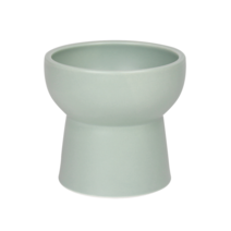 멍지 민무늬 굽높은 도자기 반려동물 식기 L, 올리브그린, 1개