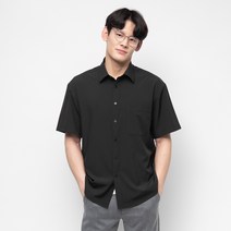 캐럿 남성용 구김 없는 링클 프리 오버핏 반팔 셔츠