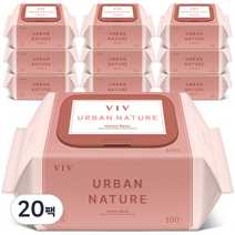 비브 어반네이처 허니로즈 저자극 아기물티슈 캡형, 100매, 20팩